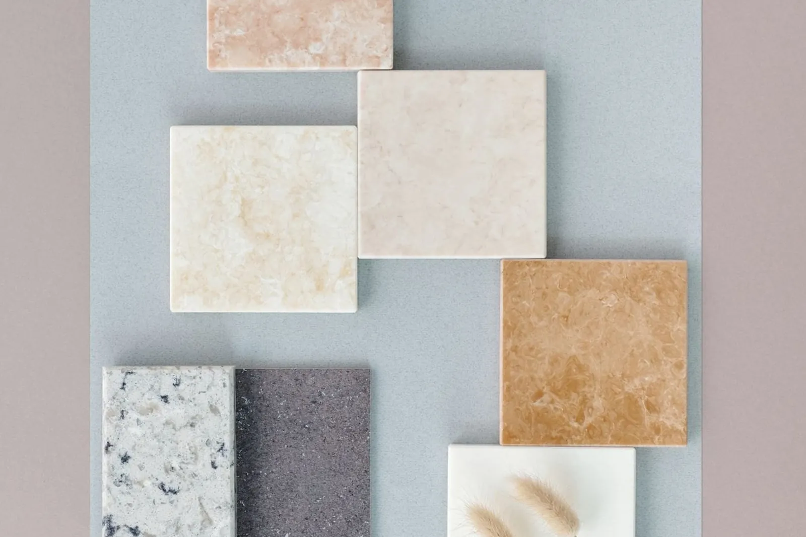 Marble and stone tiles laid out side by side