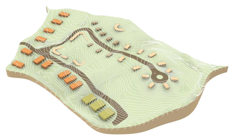 Lots and houses, axonometric
