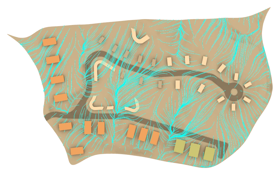 Houses over runoff, plan